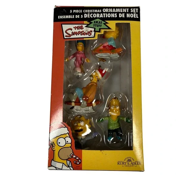 The Simpsons Christmas Ornament 5-Piece Set Vintage '07 NEW Deadstock Cartoon