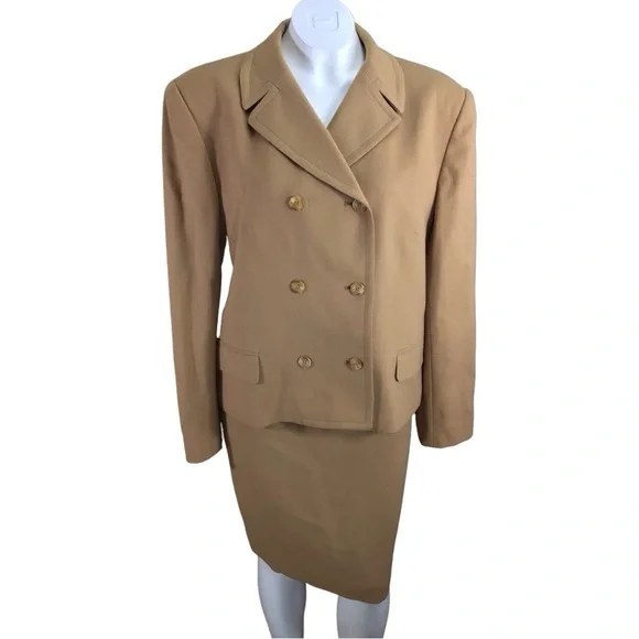 Rena Rowan Tan 2 Piece Business Skirt Suit EUC size16
