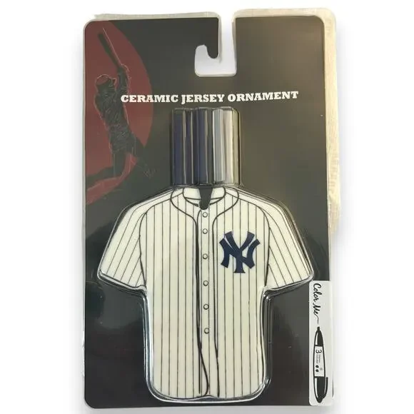 New York Yankees Ceramic Jersey Color Me Ornament With Markers Bronx Bombers TSA