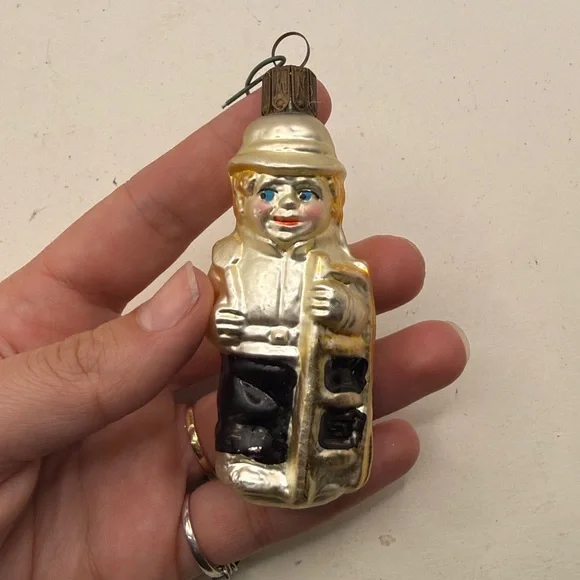 Vintage Chimney Sweep Glass Christmas Ornament Collectible Decor