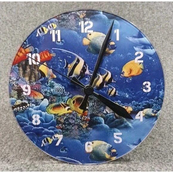 Ocean Beach House  Decorative Wall Clocks Blue Fun Aquatic Fish Marine Life