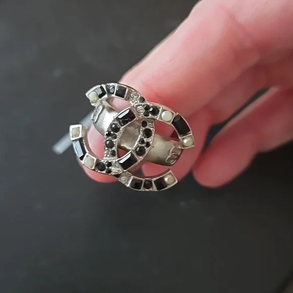 Chanel Geometric Ring | Double CC | Statement Designer Jewelry, Authentic, 52