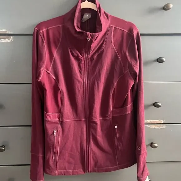 Calia by Carrie Underwood Core Fitness Jacket Crimson Trek XL Maroon