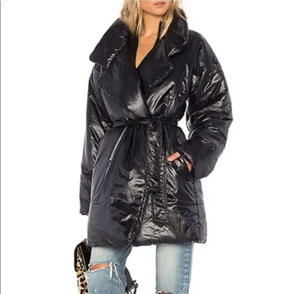 Norma Kamali Black Puffer Coat Sleeping Bag Quilted Women's Medium Jacket