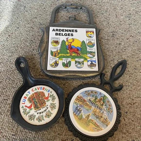 VTG Ardennes Belges Maryland Luray Laverns Trivet Souvenir Jamboree Patches Meta