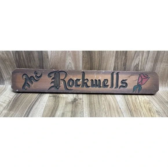 Vintage Personalized Hand Carved Wooden Family Name Sign 