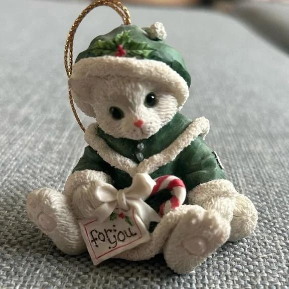 Enesco 1996 Calico Kittens “For You” Figurine Christmas Ornament