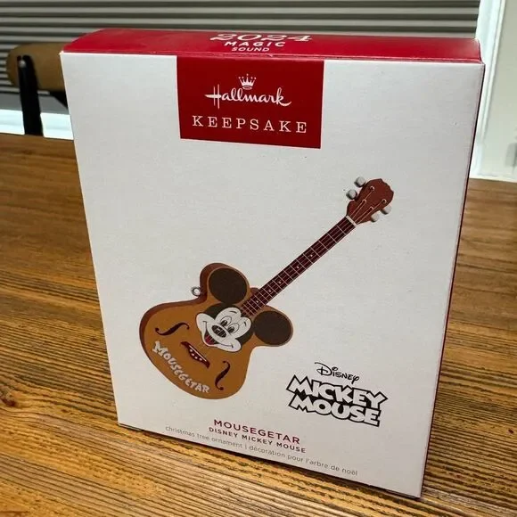 Hallmark Keepsake Disney Mickey Mouse Guitar Ornament - Red and Brown