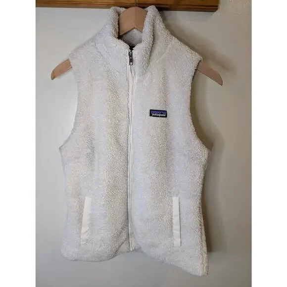 Patagonia Los Gatos Fleece Vest Cream White Full Zip Sherpa Women's Medium