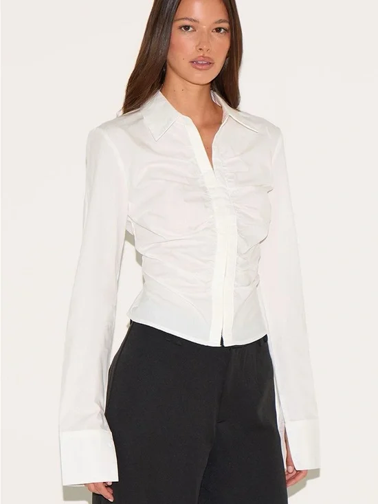 White Button-Down Women's Shirt Jacket