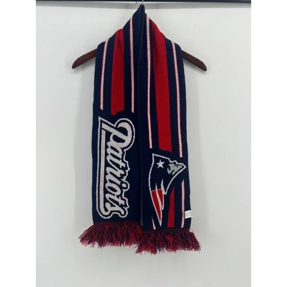 Forever Collectibles New England Patriots NFL Knit Scarf‎ Navy Red White Fringe