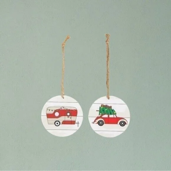 Christmas Vintage Car and Camper Ornament 12 Pc Set