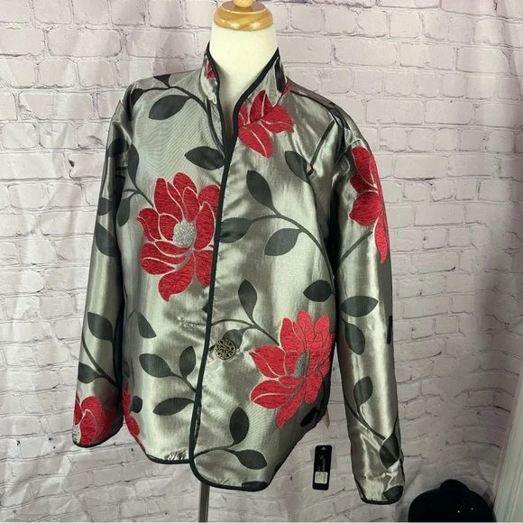NWT irresistible reversibles red floral or Leopard Print Women's Jacket sz XL
