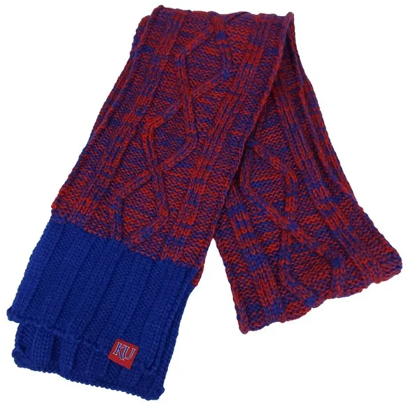 Kansas Jayhawks Adidas NCAA‎ Knit Scarf Woven Label Logo Red Navy New
