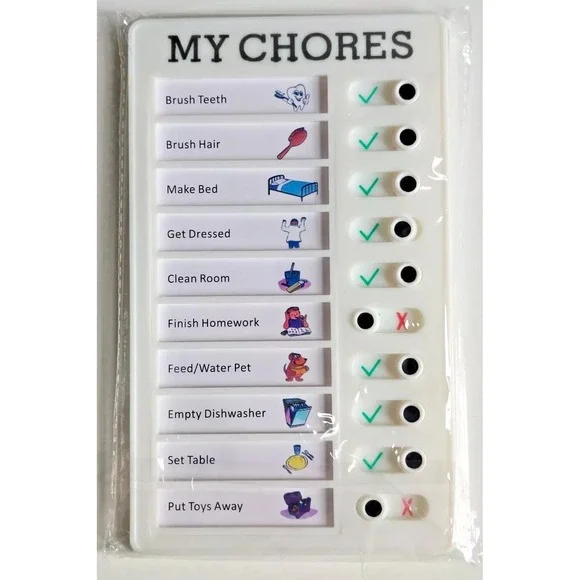My‎ Chores Chart Checklist, Memo Note Board with Slider, Plastic Portable Daily