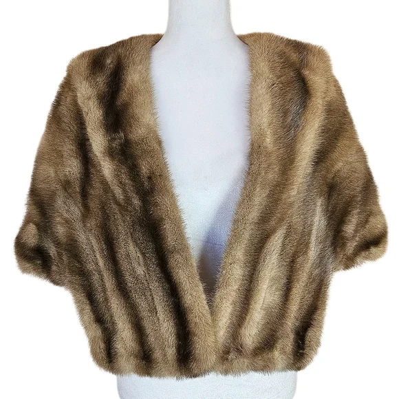 Gartenhaus Vintage Mink Stole Women's One Size Vintage Fur Coat Shawl Glamour
