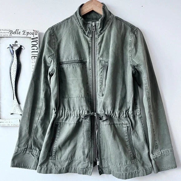 Melrose And Market Casual Green Cotton Utility Women’s Jacket Size S