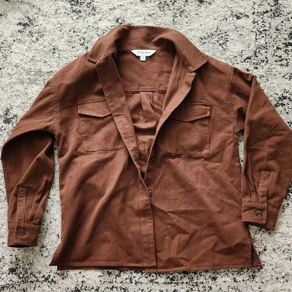 Oversized Shacket Western Boho Granola Womens M Brown 100% Cotton Minimalist