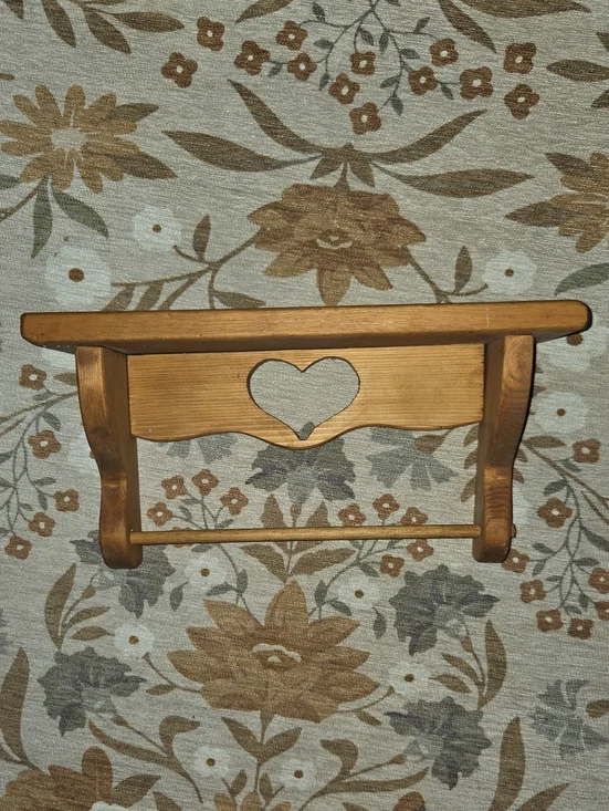Vintage Handmade Wooden Heart Cut Out Wall Shelf. Farm House Wall Decor