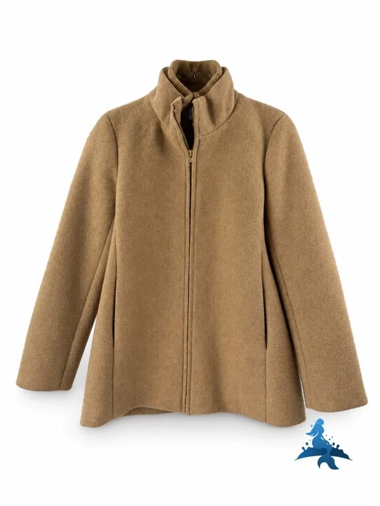 1329 J.Crew Cocoon Coat in Italian Stadium-Cloth Wool Blend – 2P – Camel