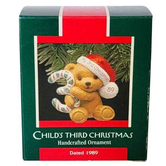 VTG 80s Hallmark Third‎ Christmas Ornament 1989 Teddy Bear Keepsake Child Kid