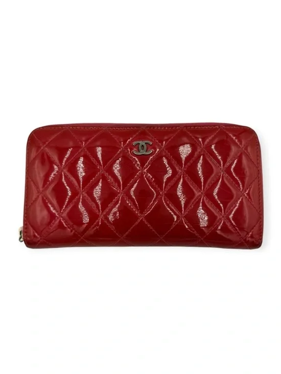 Chanel Matelassé Patent Long Wallet Pink-Orange | Authentic COA + NFT