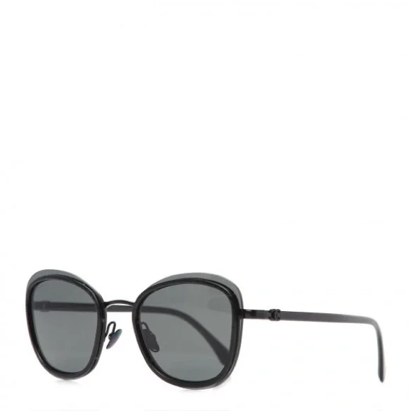 CHANEL Sunglasses Black Grey