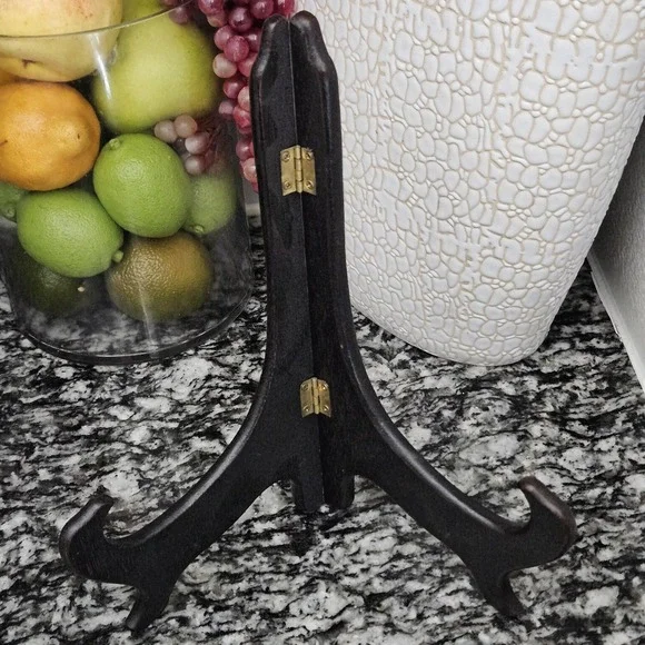 Home Decor Dark Brown Wooden Display Stand 10 Inches Plate Holder Easel‎