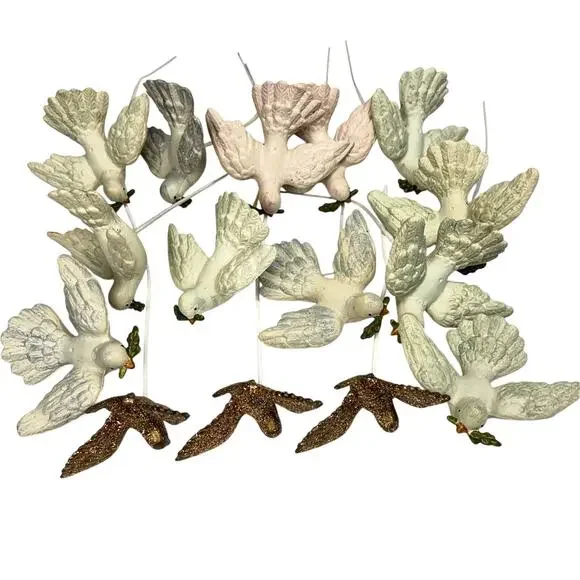 Vintage Peace Dove Olive Branch Ornament Lot Of 15 Christmas Tree Holiday