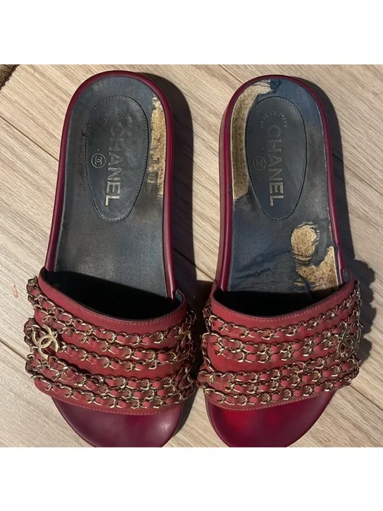 Chanel Chain Mules Fair Condition