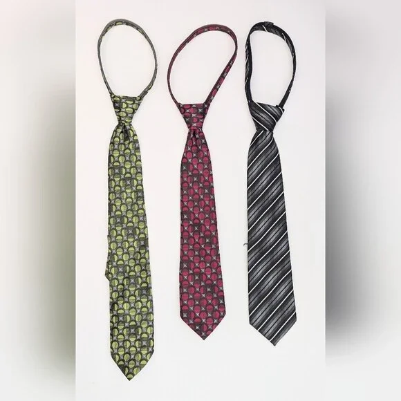 Bundle of 3 Newberry Kids Pre-Knotted/Pre-Tied Adjustable ZIPPER Ties Set