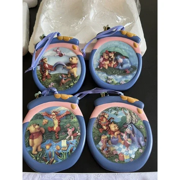 Disney Winnie the Pooh Bradford Editions Ornaments 4pc ~ A-04465 & A-08874