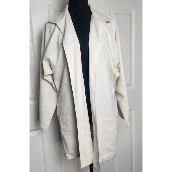 Vintage Naturelle George Georgiou Raw Silk Cardigan Cream‎ XS Coat Lagenlook