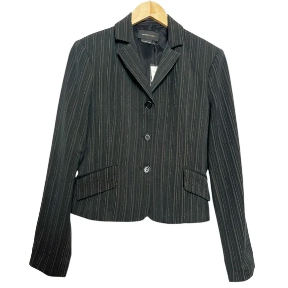 NWT BCBG Maxazria Pinstripe Women's 4 Button Blazer Mahogany Size Medium