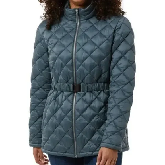 32 Degrees Ladies' Belted Diamond Quilt‎ Jacket / Color Teal / Size Small / NEW