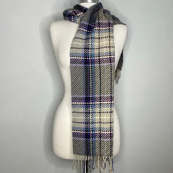 FIORI DI FIRENZE Plaid Oblong Wool Scarf