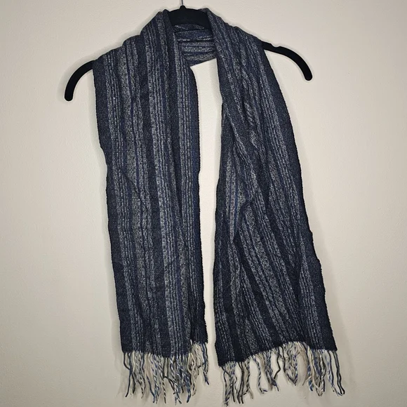 Unisex Blue Gray And Black Scarf