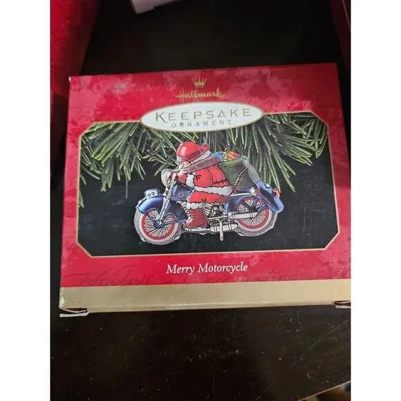 Vintage Hallmark Keepsake Christmas Ornament Santa On Merry Motorcycle 1999