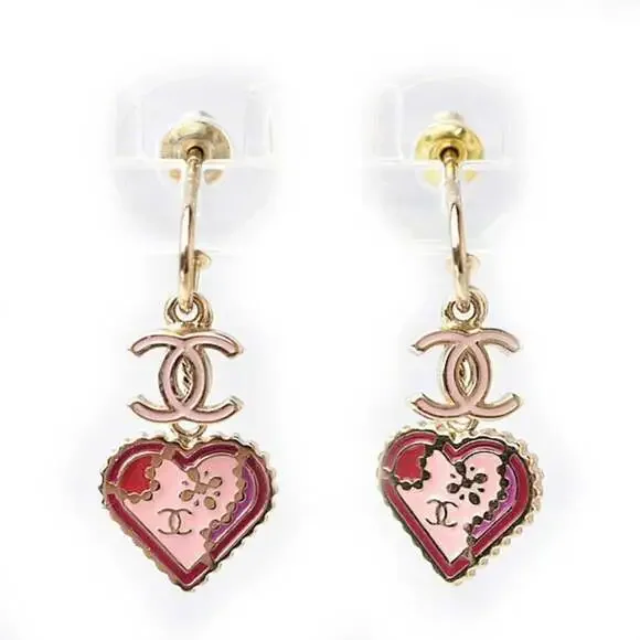 CHANEL Authentic Pink Heart Earrings