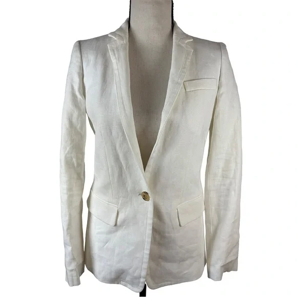 J.Crew White Linen Blazer | Tailored Summer Jacket