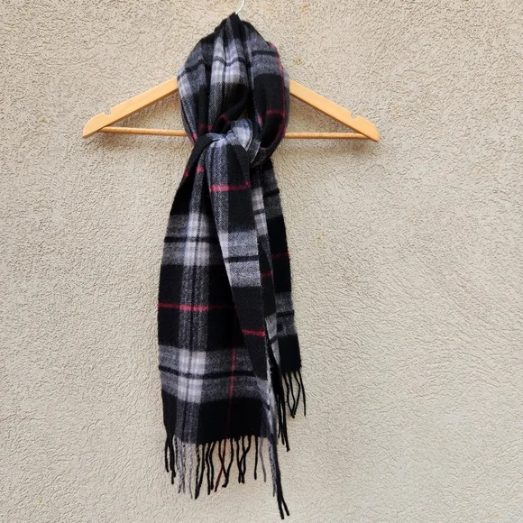 Joseph & Feiss Scarf Blue Plaid 100% Wool Tartan Neck Warmer 60 x 11