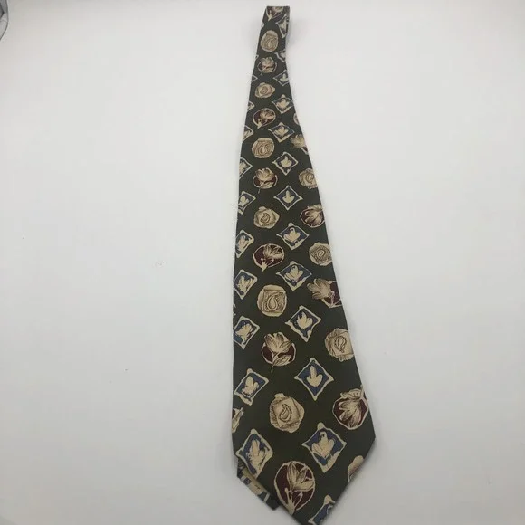 Omaggio by‎ Robert Talbot Men's 100% Pure Silk Neck Tie Green Fall Colors Italy
