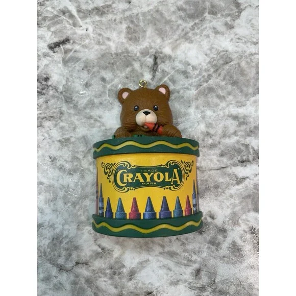 Vintage Binney & Smith Inc. Crayola Teddy Bear Christmas Ornament 1992 Crayons