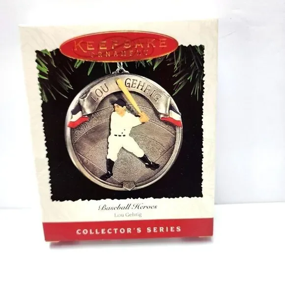 Vintage 1995 Hallmark Keepsake Christmas Ornament Baseball Heroes Lou Gehrig