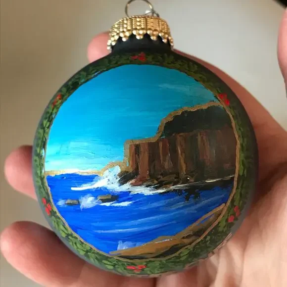 Hand-painted Bar Harbor Maine Christmas Ornament - Otter Cliff