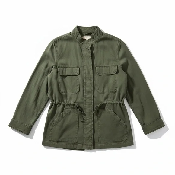 Sanctuary Crafted & Tailored SnapFront Drawstring Olive Green Utility Jacket SzM