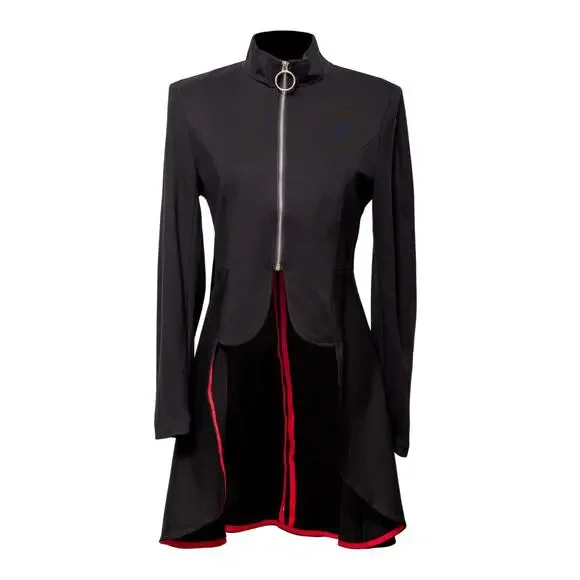 Patrizia Luca Women's High Low Front Zipper Black Tailcoat Jacket Size XS NWT