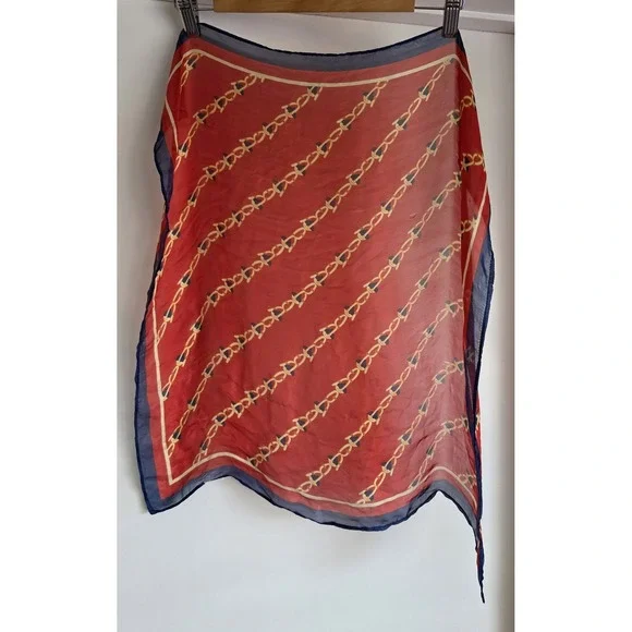Bandana Red Blue Chain Pattern 22x22 Square Scarf Wrap Head Neck Classic