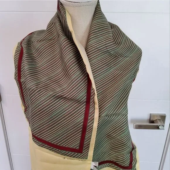 Carlo Palazzi Silk Wool Striped Scarf Size 11,5