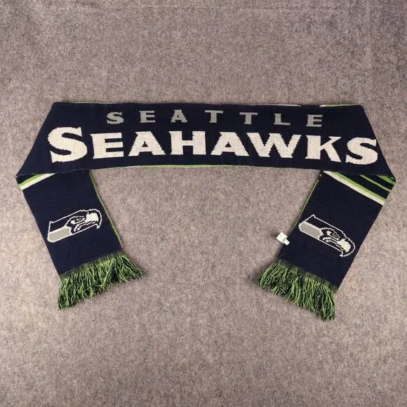Seattle Seahawks Scarf Mens One Size Blue Green NFL Football Reversible Knit